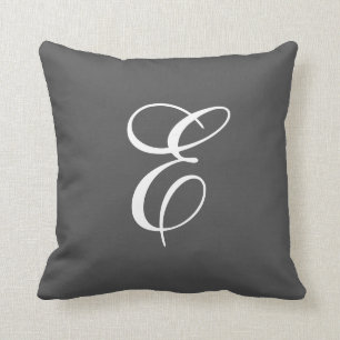 Sierkussen van Charcoal Gray and White Monogram