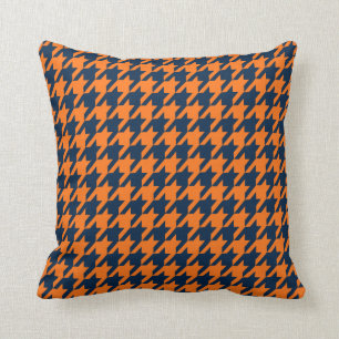 Sierkussen van de Oranje/Navy Houndstooth