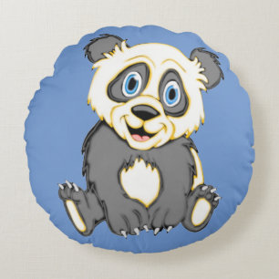 Sierkussen van de Ronde van Panda glimlachen Rond Kussen