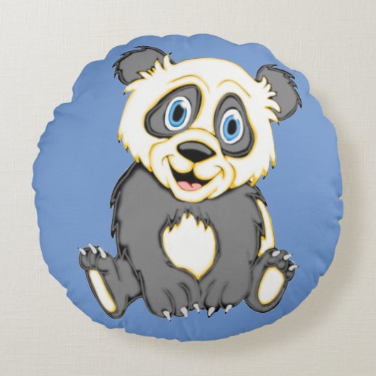 Sierkussen van de Ronde van Panda glimlachen Rond Kussen (Voorkant)
