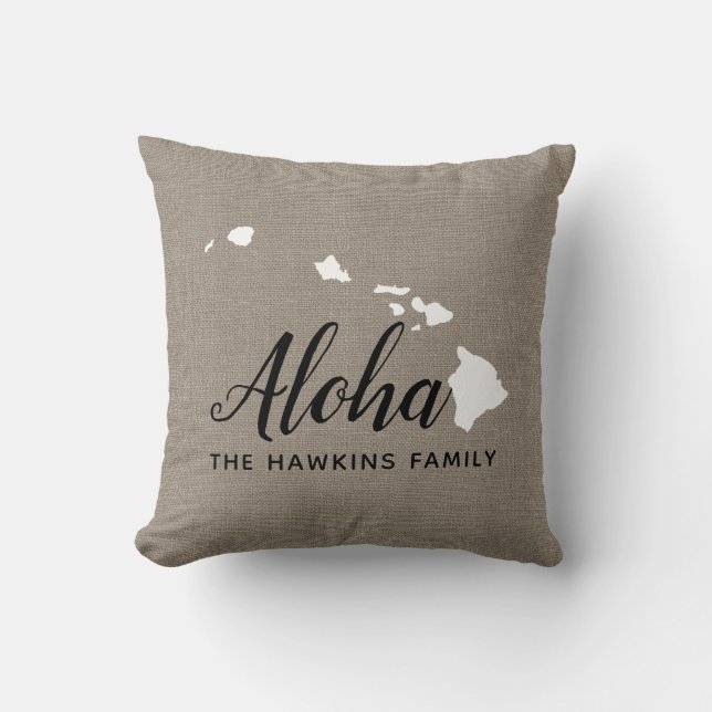 Sierkussen van de staat Hawaii Family Monogram (Voorkant)