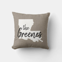 Sierkussen van de staat Louisiana Family Monogram