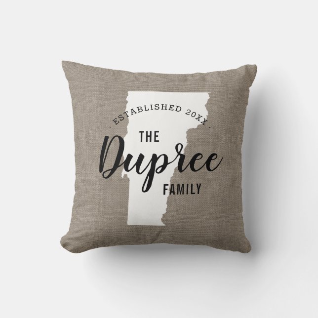 Sierkussen van de staat Vermont Family Monogram (Voorkant)