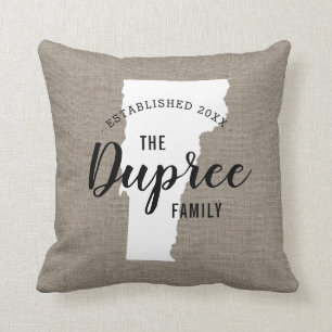 Sierkussen van de staat Vermont Family Monogram