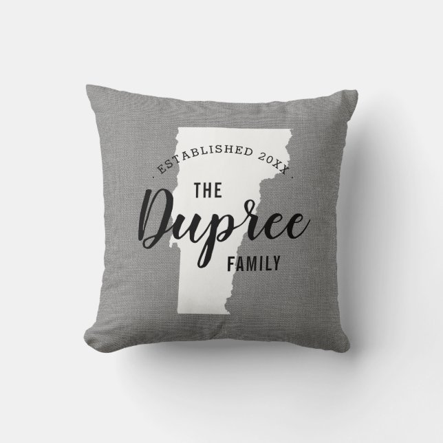 Sierkussen van de staat Vermont Family Monogram (Voorkant)