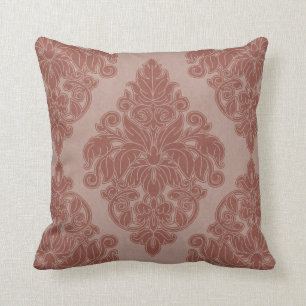 Sierkussen van Elegant Floral Damask in kaneel