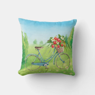 Sierkussen van fiets en aardbeien