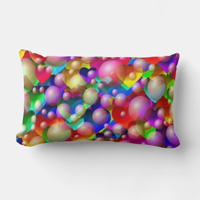 Sierkussen van hart en bellen kussen (Voorkant)