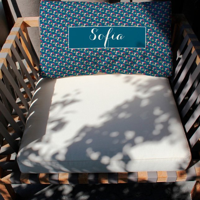 Sierkussen van het blauwe geometrische patroon van kussen (Creator heeft geüpload)