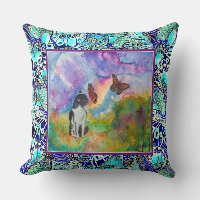 Sierkussen van kat en van monarchen (scharnieren) (Voorkant)