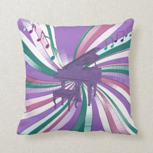 Sierkussen van lavender Piano en Musical Notes