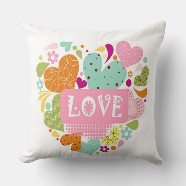 Sierkussen van liefde, hart en bloemen (Voorkant)