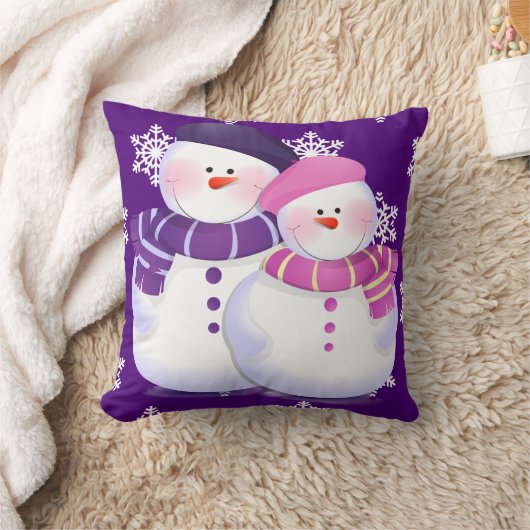 Sierkussen van Lovely Snowman Couple (Deken)