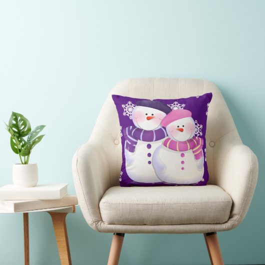 Sierkussen van Lovely Snowman Couple (Stoel)