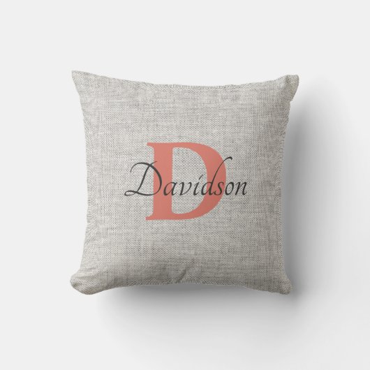 Sierkussen van Monogram Rustic Grey Linen (Voorkant)