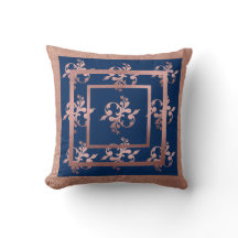 Sierkussen van Navy & Copper Damask