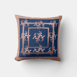Sierkussen van Navy & Copper Damask