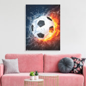 Sierkussen van ontvlammend Football/Voetbal Canvas Afdruk (Insitu (Woonkamer))