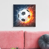 Sierkussen van ontvlammend Football/Voetbal Canvas Afdruk (Insitu (Woonkamer))