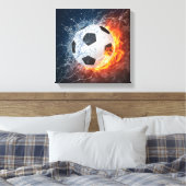 Sierkussen van ontvlammend Football/Voetbal Canvas Afdruk (Insitu (Slaapkamer))