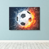 Sierkussen van ontvlammend Football/Voetbal Canvas Afdruk (Insitu (Houten vloer))
