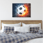 Sierkussen van ontvlammend Football/Voetbal Canvas Afdruk (Insitu (Slaapkamer))
