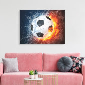 Sierkussen van ontvlammend Football/Voetbal Canvas Afdruk (Insitu (Woonkamer))
