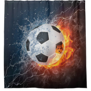 Sierkussen van ontvlammend Football/Voetbal Douchegordijn