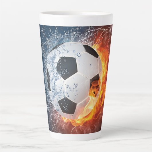 Sierkussen van ontvlammend Football/Voetbal Latte Mok (Voorkant)