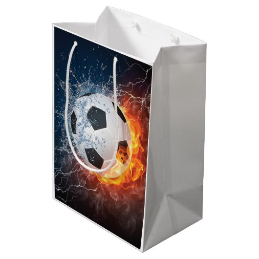 Sierkussen van ontvlammend Football/Voetbal Medium Cadeauzakje (Achterkant Gekanteld)