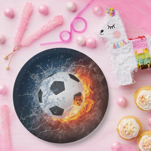 Sierkussen van ontvlammend Football/Voetbal Papieren Bordje (Feest)