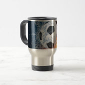 Sierkussen van ontvlammend Football/Voetbal Reisbeker (Voorkant links)