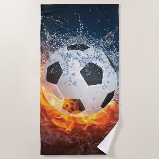 Sierkussen van ontvlammend Football/Voetbal Strandlaken (Voorkant)