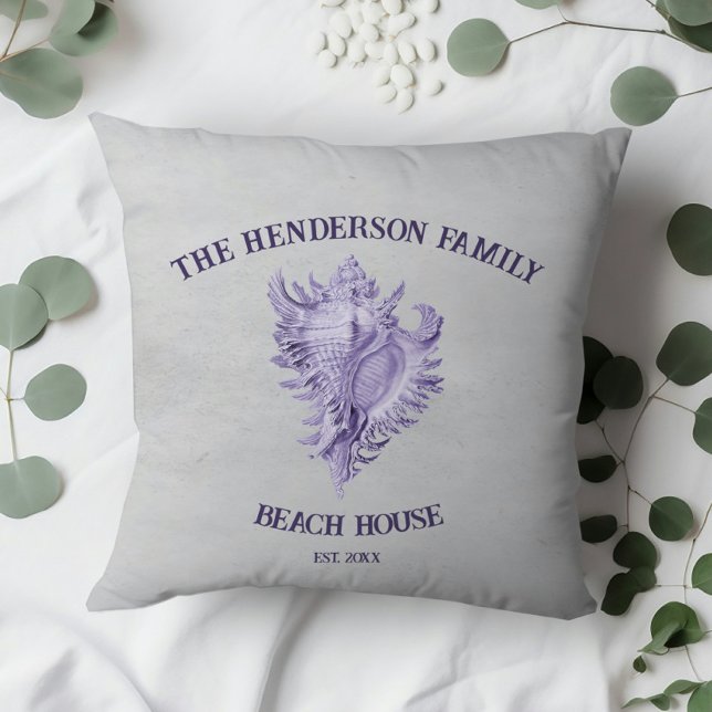 Sierkussen van Paarse betonschil (Purple Conch Shell Throw Pillow)