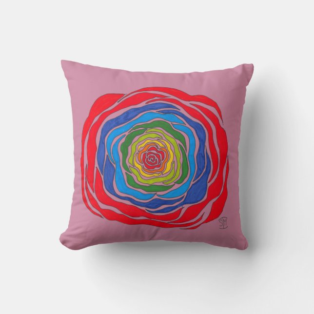Sierkussen van regenboogRoos (Voorkant)