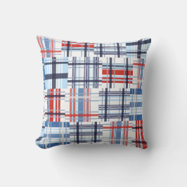 Sierkussen van rode, witte en blauwe Madras