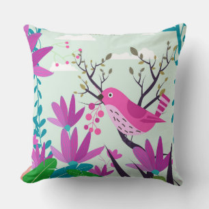 Sierkussen van roze vogels