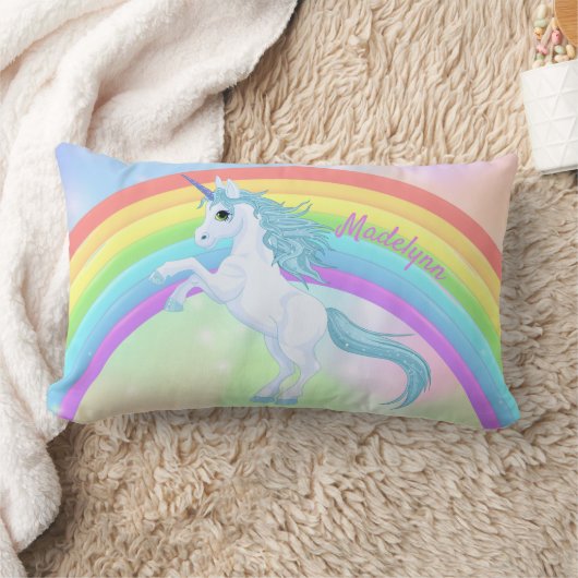 Sierkussen van Unicorn en regenboog Kussen (Deken)