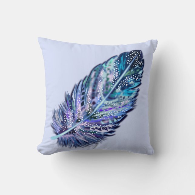 Sierkussen van veren - Aangepaste kleuren - Blauw (Voorkant)
