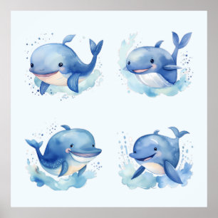 Sierkussen van walvis poster