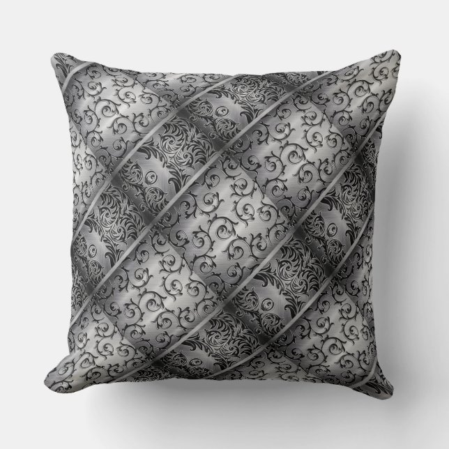 Sierkussen voor Black & Silver Curls Diamond Patte (Voorkant)