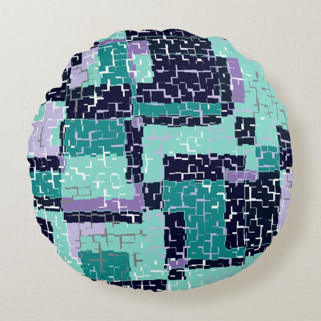 Sierkussen voor de groene en Paarse ronde Rond Kussen (Voorkant)