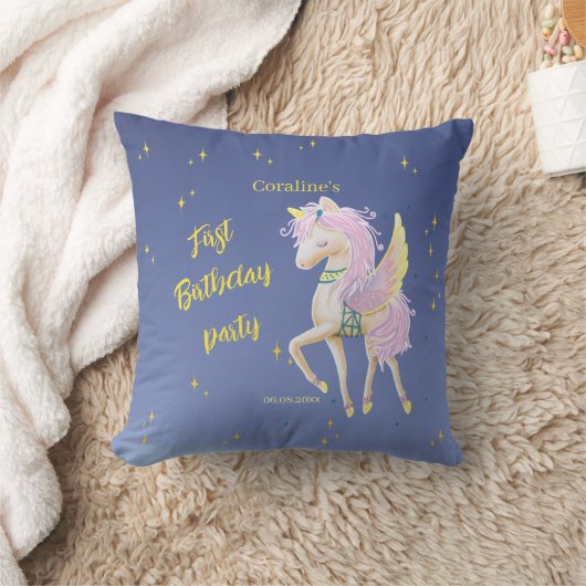 Sierkussen voor je eerste verjaardag met eenhoorn. (Deken)