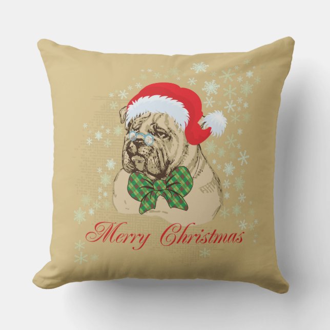 Sierkussen voor kerstmis met Bulldog (Voorkant)