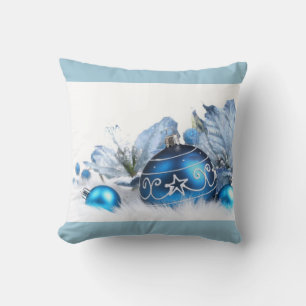 Sierkussen voor kerstversiering/blauw