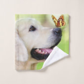 Sierkussen voor labrador en vlinder bad handdoek (Wasdoekje)