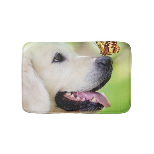 Sierkussen voor labrador en vlinder badmat (Voorkant)