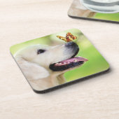 Sierkussen voor labrador en vlinder bier onderzetter (Linkerzijde)