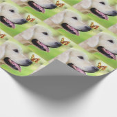Sierkussen voor labrador en vlinder cadeaupapier (Hoek)