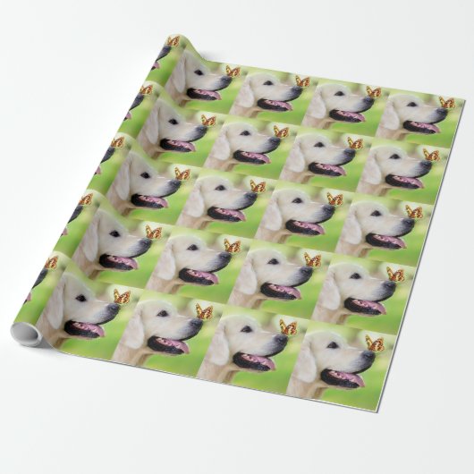 Sierkussen voor labrador en vlinder cadeaupapier (Uitgerold)